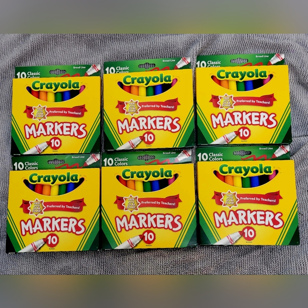 6 10ct Packs Crayola Broad Line Markers Classic Colors 60 Markers Total!